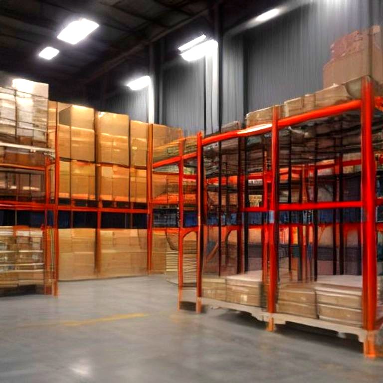 Warehouse racking with finished goods pallets